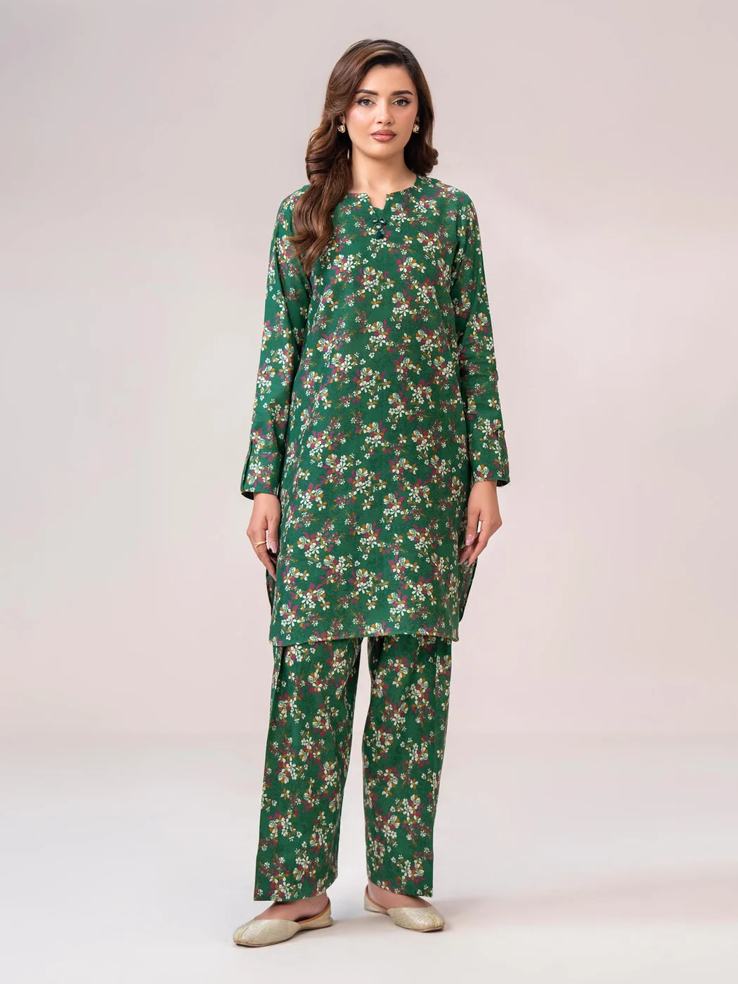 Khaddar Shirt (Unstitched) — Green